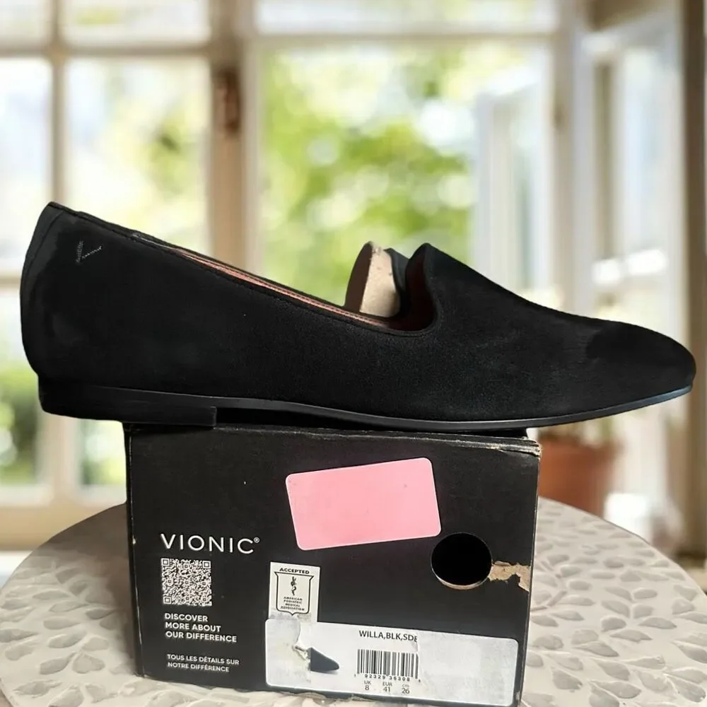 VIONIC Willa Leather Suede Slip On Flats Loafer Womens